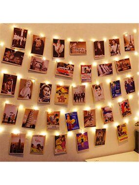 40ft 120 LED Photo Clip String Lights Warm White Fairy Lights USB Remote Timer